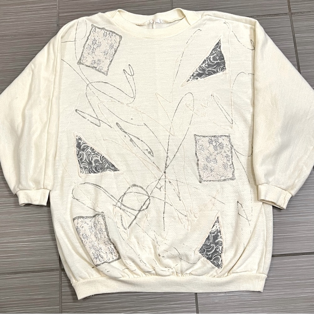 Rare early 90s or late 80s puff puffy paint geometric crew neck sweatshirt